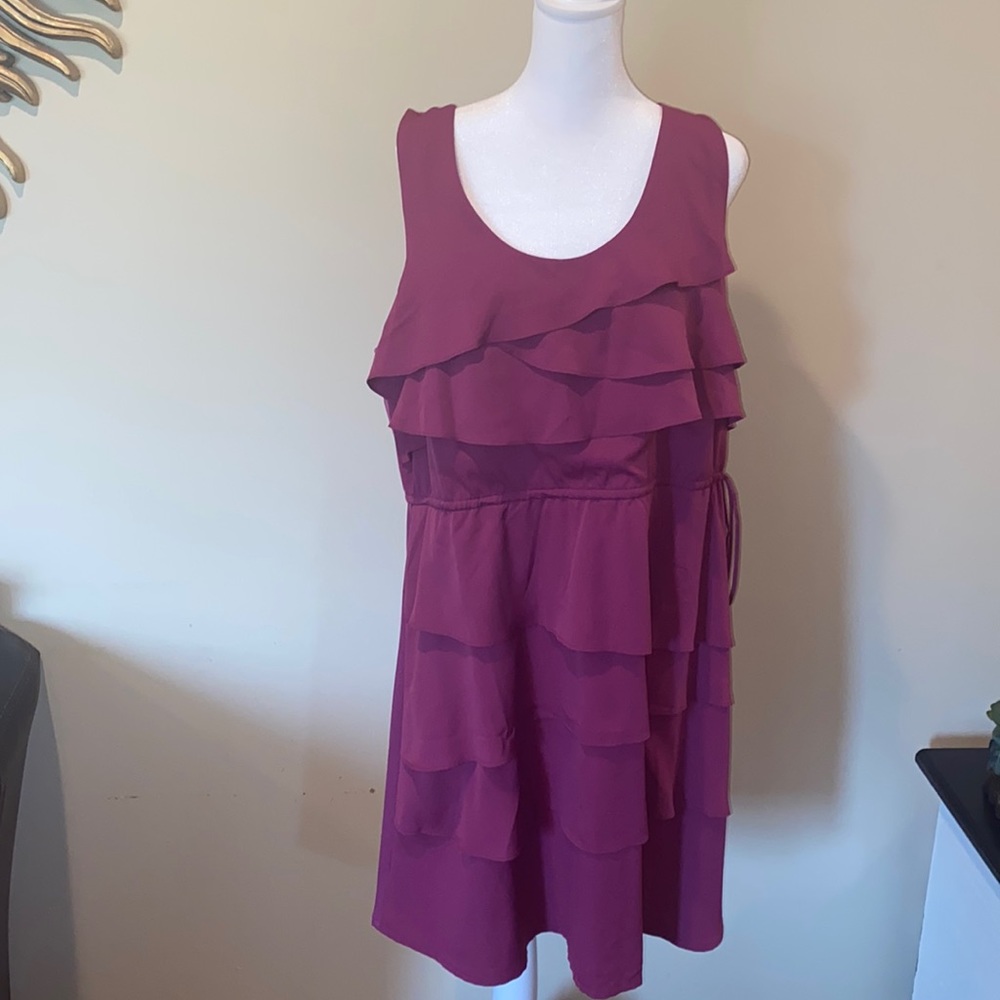 Apt 9 Fushia Sleeveless Ruffle Dress New With Tags